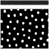 White Painted Dots On Black Straight Border Trim - Tcr8341 - Deco: Border Trim
