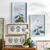 Blue Floral Framed Wall Art, 2 Styles