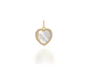 14k Diamond and Mother of Pearl Heart Charm - Yellow Gold