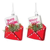 Envelope Ornament (Set of 12) 5”H Glass