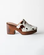 Sidney Platform Clog Splatter Print Calf Hair