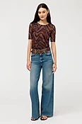 ELBOW SLEEVE BOAT NECK MESH TOP