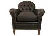 Single French Tufted Leather Chair