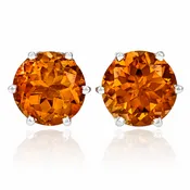 14K White Gold Citrine Stud Earrings