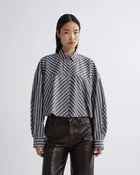 AGOLDE Agnes Shirt in Meyer Stripe White Chocolate