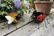 LadyBug & Bee Metal Planter Pot Containers – Each