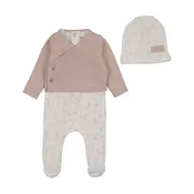 Bee & Dee Birdcage pink toile footie set