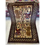 1940s Afghan Tribal Rug with Laili Majnun Love Story in Earth Tones