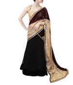 BLACK AND PLUM LEHENGA SAREE