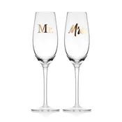 Mr. and Mrs. Set of 2 Champagne Toasting Flute Glasses