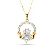 14kt Gold Lab Diamond Claddagh Medium Necklace
