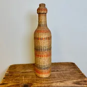 Antique Northwest Coast Basket-Covered Glass Bottle 1940s (NLC15)