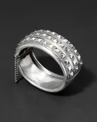 Antique 1800s British Sterling Silver Modernist Hinged Cuff Bracelet