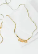 24k Gold Plated Green Tourmaline Mixed Tone Necklace