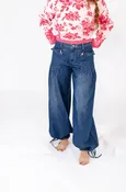 Allie Rouched Denim Pants・Dark-Wash