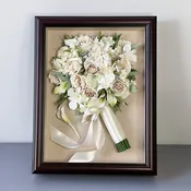 Floral Shadow Box with Wedding Bouquet