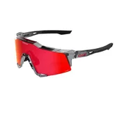 100% SPEEDCRAFT MLB Authentic Sunglasses – Polished Translucent Grey Frame with HiPER® Fire Red Mirror Lens | Performance Sports Eyewear | SKU 60007-10075