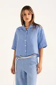 Cropped Shirt with Wide Sleeves