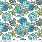 Fabric Riley Blake Blue Roses Flea Market 108" Wide Back by the Quarter Yard WB10232-BLUE
