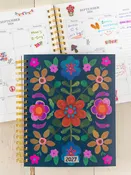 2026-27 17 Month Planner - Teal Folk Flower