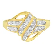 10K Yellow Gold Plated .925 Sterling Silver 1.0 Cttw Diamond Flower Cluster Open Halo Floral Ring (J-K Color, I2-I3 Clarity) - Size 6-1/2