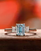 Aquamarine & Diamond Three Stone Ring