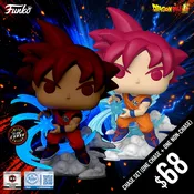 Pre-Order: Funko Pop! Chalice Exclusive: DBS: Super Saiyan God Goku  #2491 (Chase plus Non-Chase) (PR)