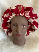 Brown and Beige Reversible Satin Lined Elastic Bonnet