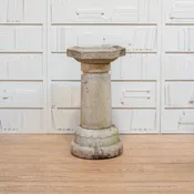 Vintage Carved Granite Pedestal Birdbath