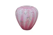 1992 Fenton Rosalene Pink Twining Floral Satin Glass Melon Vase Urn 7
