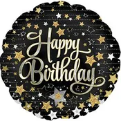 18" Happy Birthday Gold Stars Mylar Balloon