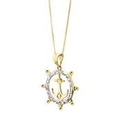 10KT White and Yellow Gold 18-inch Anchor Pendant