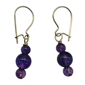 Amethyst 14K Gold Filled Exotic Drop Earrings | Purple/Gold | 2 1/4" Long |