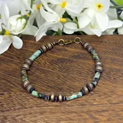 African Turquoise Jasper Tube, Hematite Clasp Bracelet – Artisan Made