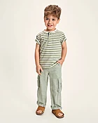Boys Linen Blend Cargo Pants - Linen Edit - Blue