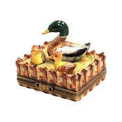 3 Ducks on Farm Limoges Box Hand-Painted