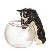 1 Inch Scale Black and White Reaching Cat Dollhouse Miniature