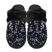 Sequin Faux Fur Home Slippers (Purple)