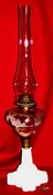 1860's-70's Ruby Stained & Frosted Atterbury Kerosene Lamp
