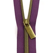 #5 Zippers by the Yard Purple Tape Antique Coil