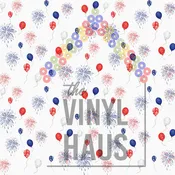 4th of July  Fireworks and Balloons Pattern Vinyl 12" x 12"