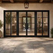 192″ x 96″ Square Top Iron Modern Prehung Triple Double Door Unit