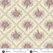 Fabric Andover Pansy Trellis Wildflower Cottage by the Quarter Yard 1591-P