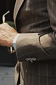 BROWN CHALKSTRIPE SUIT — Manolo Costa