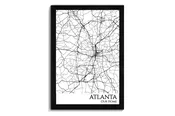 Atlanta Georgia City Streets Pin Map Wall Art