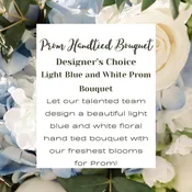 Designers Choice Light Blue and White Hand Tied Prom Bouquet