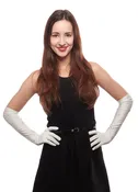Artistic Allure Over the Elbow Beaded Satin Gloves