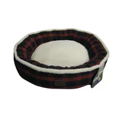 Akc Red Plaid Round Pet Bed 25 in