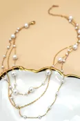 18K Gold Pearl & Box Chain Layered Necklace Set – Tarnish-Free | JOSSLYN