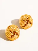 Alix 18K Gold Basket Weaved Classic Studs